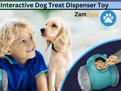 Interactive Dog Treat Dispenser Toy with Slow Feeding Enriching Play, Food Dispensing Dog Toy Enrichment Puzzle for Small, Medium, or Large Breeds, Heavy-Duty ABS Plastic