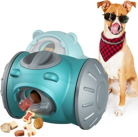 Interactive Dog Treat Dispenser Toy with Slow Feeding Enriching Play, Food Dispensing Dog Toy Enrichment Puzzle for Small, Medium, or Large Breeds, Heavy-Duty ABS Plastic