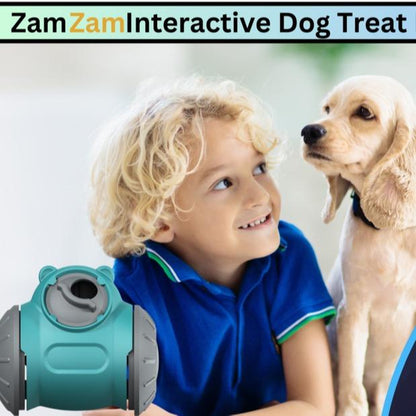 Interactive Dog Treat Dispenser Toy with Slow Feeding Enriching Play, Food Dispensing Dog Toy Enrichment Puzzle for Small, Medium, or Large Breeds, Heavy-Duty ABS Plastic