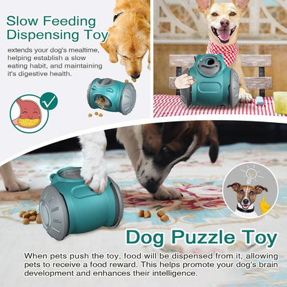 Interactive Dog Treat Dispenser Toy with Slow Feeding Enriching Play, Food Dispensing Dog Toy Enrichment Puzzle for Small, Medium, or Large Breeds, Heavy-Duty ABS Plastic