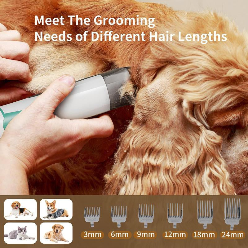 7-In-1 Grooming Brushes Pet Groomer Brushes for Dogs &Cats with Multi-Pack Attachments for Shedding Groomingand Pet Care Effortless Grooming & Vacuuming 6 Preciseguide Combs Low Noise Design