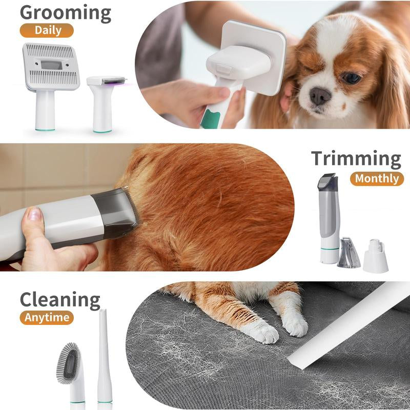 7-In-1 Grooming Brushes Pet Groomer Brushes for Dogs &Cats with Multi-Pack Attachments for Shedding Groomingand Pet Care Effortless Grooming & Vacuuming 6 Preciseguide Combs Low Noise Design